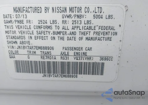 2014 Infiniti Q50 Premium/Sport from USA, damaged, VIN JN1BV7AR7EM688906